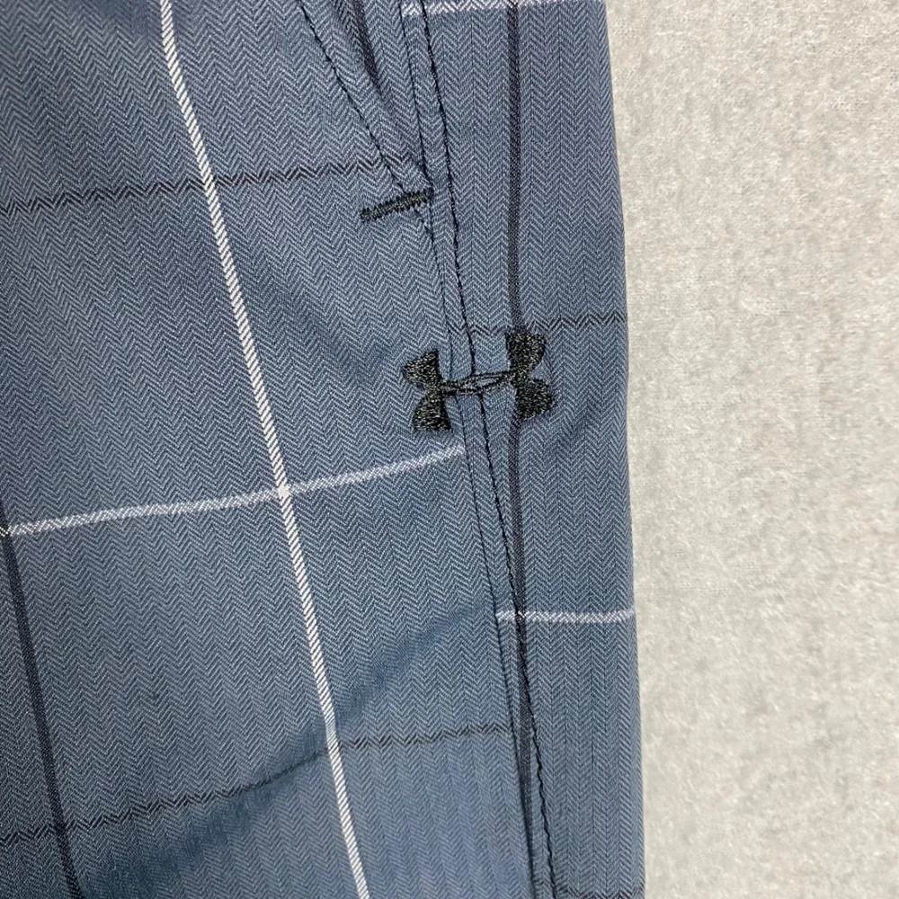 Under Armour HeatGear Windowpane Plaid‎ Loose Fit Golf Shorts Mens 40 Blue Gray